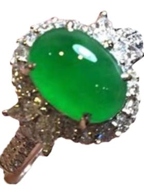 天然玉髓玻璃老坑种正阳绿戒指