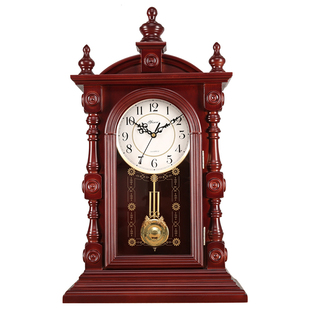 欧式复古大号实木座钟客厅摆件中式台式静音时钟老式家用报时台钟