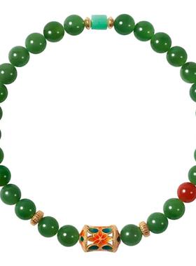 晶禧汇天然和田碧玉手链手串女