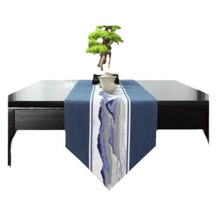 防水桌旗茶席新中式禅意茶桌垫布茶台布艺长条盖巾床旗书桌布置