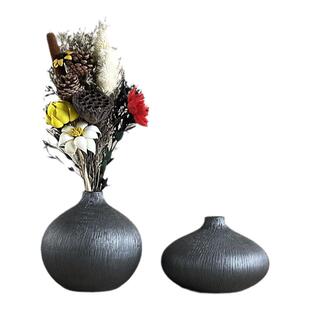 干花陶瓷花瓶养鲜花新款高级感侘寂风粗陶北欧简约客厅插花摆件