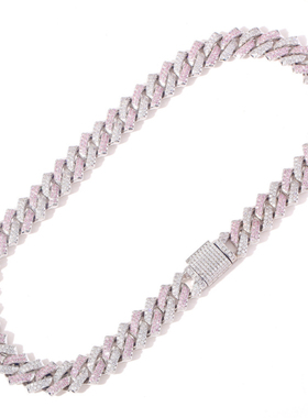 Mr.Bling情侣款白粉色菱形古巴链