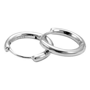 LUCKJAY纯银S925素圈Glossy Earrings耳圈男光面邓为同款耳环嘻哈