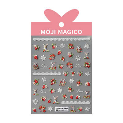 茉季中国美甲贴纸立体浮雕效果