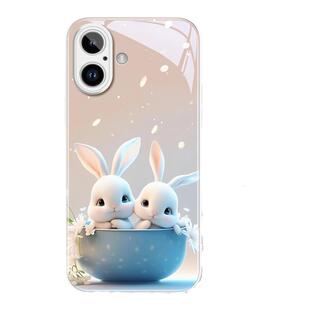 适用苹果16手机壳iphone15promax保护套plus新款12玻璃13外壳14pro手链xsmax的17带挂绳Air女11可爱茶杯兔