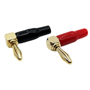 全新接线插座L90度音响DIY配件六叶纯铜4mm弯头香蕉插头音箱喇叭