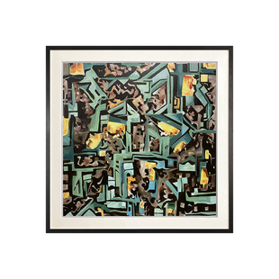 四合艺术纯手绘抽象油画万家灯火简约轻奢风玄关过道手工挂画定制