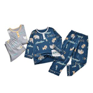 威奇猫wikycat儿童男童家居服睡衣睡裤套装长袖套装鹿皮绒