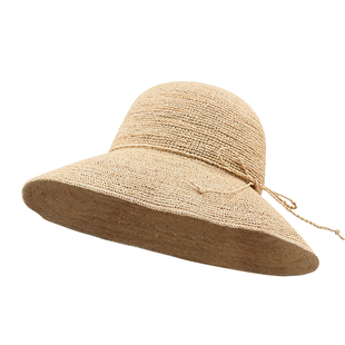 ROUIIEFAO拉菲草帽女夏季海边大檐沙滩帽可折叠防晒遮阳渔夫帽子