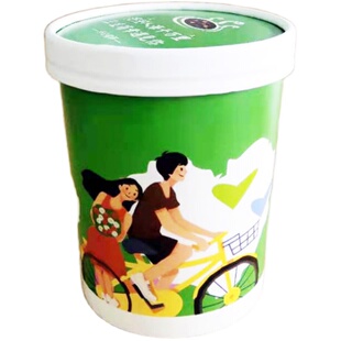 圆形650ml一次性餐盒牛皮纸粥桶外卖汤碗甜品炒酸奶粥打包盒带盖