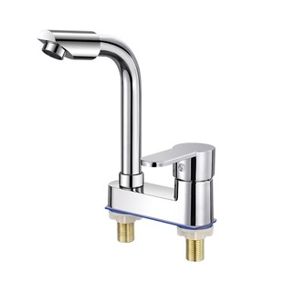 卫生间洗脸盆双孔水龙头冷热水二合一浴室洗手池铜面盆龙头厨房