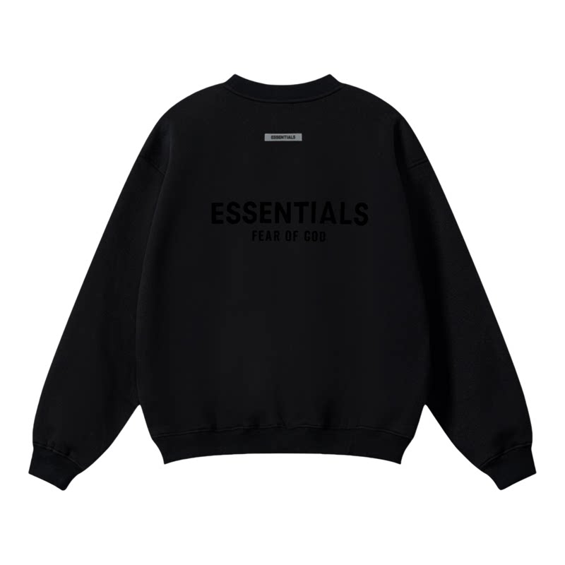 美Essentials复线双面植绒字母圆领加绒卫衣男女FOG潮牌情侣套头