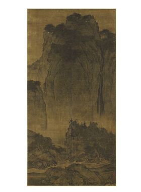 工笔画白描国画山水范宽《溪山行旅图》竖幅白描底稿绘画临摹素材