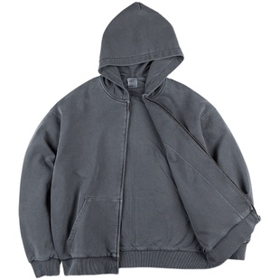 IDLT 染色炒色洗褪 双层拉链帽衫廓形重磅全棉卫衣做旧宽松潮ins