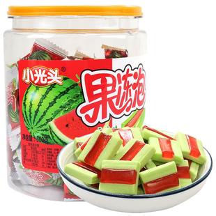 西瓜果冻泡泡糖儿童桶装小光头夹心口香糖8090后怀旧儿时糖果零食