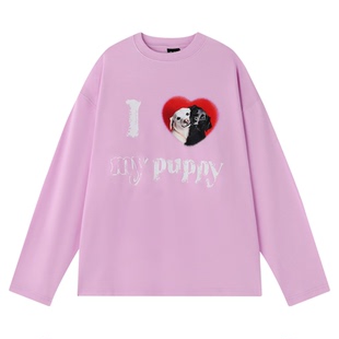 王橹杰同款BJHG不计后果小狗长袖t恤男春秋季内搭打底衫情侣T恤女