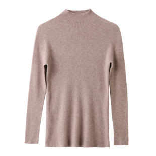 鄂尔都市牧王无缝一体羊毛衫女半高领修身内搭针织打底衫秋冬新款