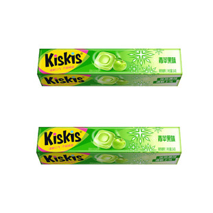 Kiskis酷滋薄荷糖冰凉薄荷硬糖青苹果味清新口气提神糖果34g条装