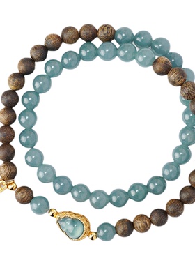 天然翡翠+天然奇楠沉香手串