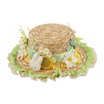 春日柠黄小兔可爱bnt帽草帽发带