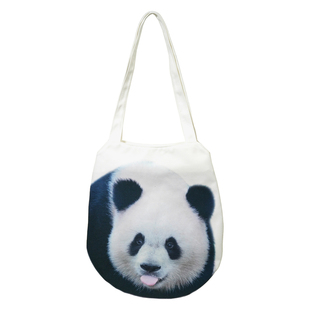 新款网红熊猫文创单肩包大容量托特包成都旅游纪念品帆布袋