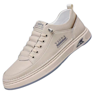 朗塔迈真皮男鞋软底2025秋季新款透气运动休闲轻便百搭一脚蹬板鞋