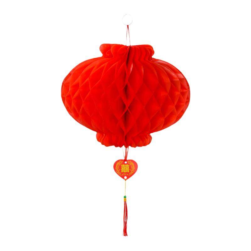 纸灯笼挂饰2026新款喜庆装饰春节小灯笼红色树上户外蜂窝新年福字