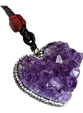 大号天然紫晶簇吊坠紫水晶心骨干