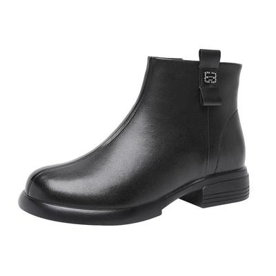 红蜻蜓妈妈棉鞋女士短靴2025秋冬款真皮加绒保暖防滑中老年棉靴子