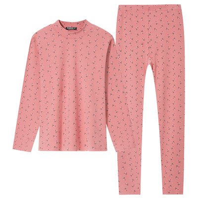 纯棉厚款女保暖内衣套装老年妈妈