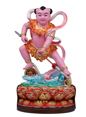 树脂莲花太子神像三太子佛像中式