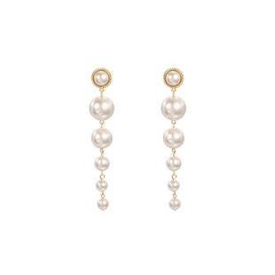 JXRX流苏珍珠耳环女轻奢小众银针耳钉高级感复古气质长款春天耳饰