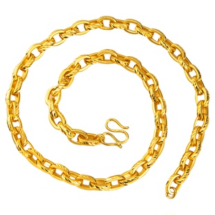 镀黄金色卡家霸气男款项链潮流百搭大链子仿真12mm车花链条首饰