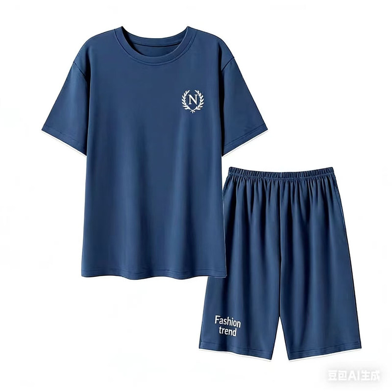 莫代尔睡衣男士夏季短袖短裤家居服青年薄款夏天休闲宽松大码套装