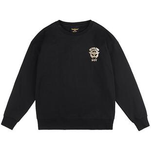 【正义勋章】BOYLONDON春季男女同款烫金潮牌黑色圆领卫衣N03901