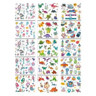 杰利儿童卡通贴纸装饰小图案转印贴太空人美人鱼恐龙贴纸额头眉心贴纸纹身贴女孩水印贴可爱安全可洗防水定制