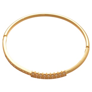 18k真金电镀锆石爱心几何卡扣手镯轻奢感手环日常百搭手饰女