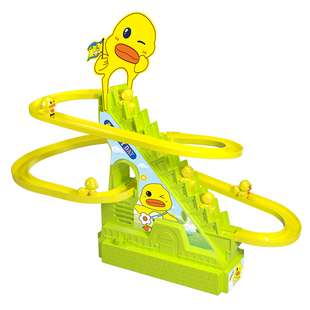 网红小鸭子爬楼梯充电灯光音乐电动轨道滑梯儿童玩具早教宝宝哄娃