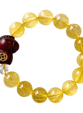 「满钵」马上发财/盆满钵满/天然萤石血柏小木马生肖吉祥物女手串