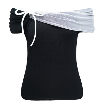 易碎商店慵懒感一字肩打底衫