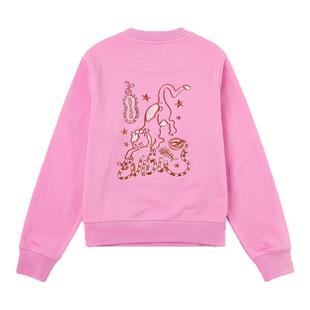 EVISU福神 2025秋女士小猫和商标刺绣多色圆领套头短款卫衣