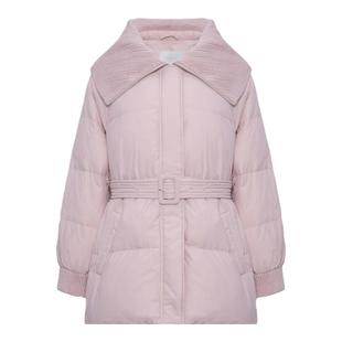 ON＆ON/安乃安韩系时尚收腰系带翻领羽绒服中长款外套