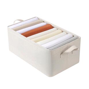 留存道天山棉麻收纳盒家用布艺收纳衣柜收纳分层衣服裤子收纳盒子