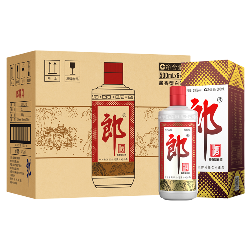 郎酒 郎牌郎酒普郎53度酱香型白酒500ml*6瓶整箱 宴请送礼