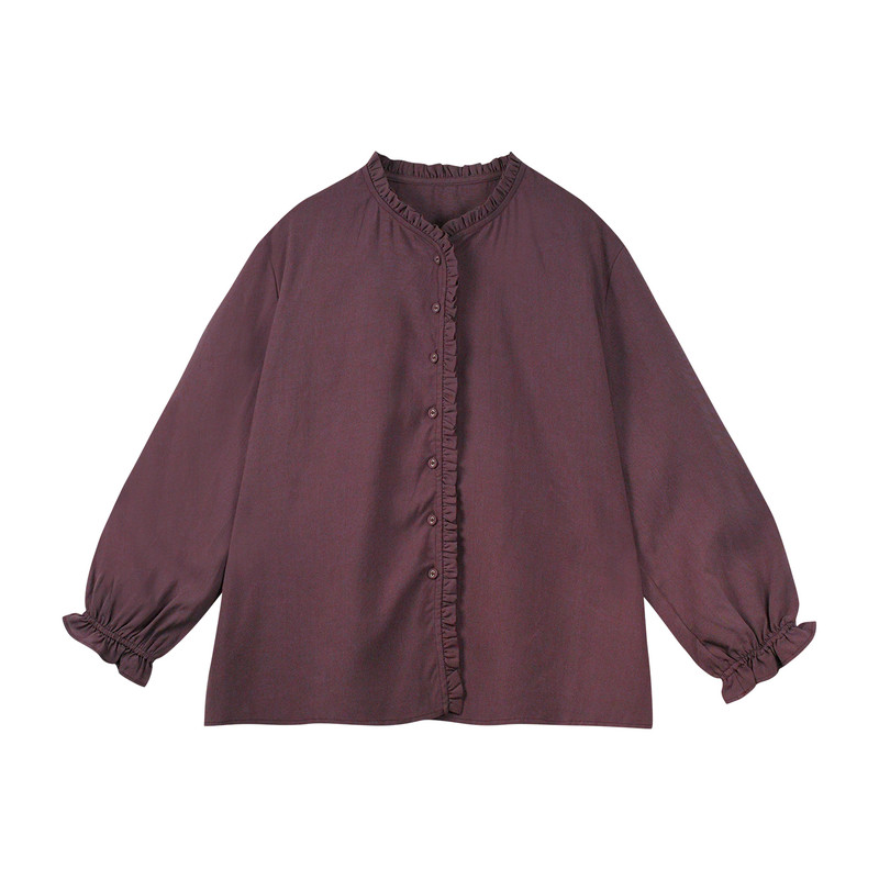 文艺紫色长袖衬衫春秋女童衣服