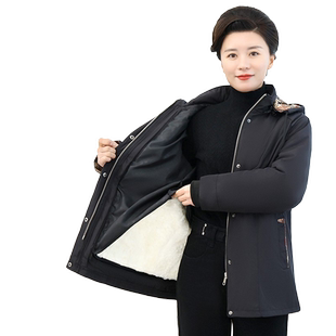 羊毛棉袄女士皮毛一体中老年加厚羊皮袄冬季妈妈奶奶外套棉衣棉服