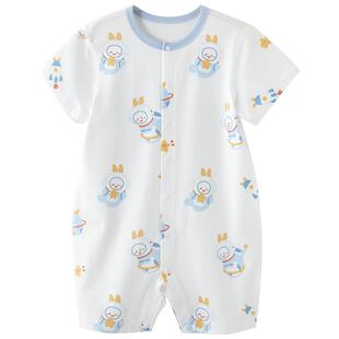 宝宝连体衣夏季薄款新生儿短袖哈衣爬服夏天外出服6-12月婴儿衣服