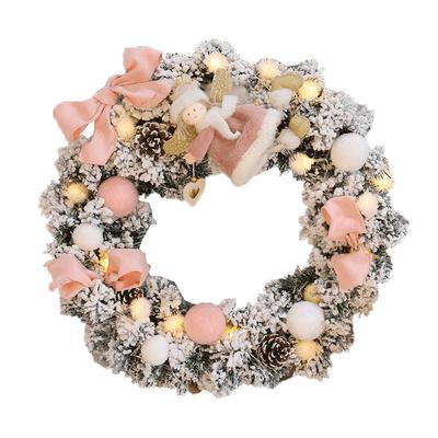 ins圣诞花环门挂装饰装扮50cm手工大花环diy材料包挂件圣诞节装饰