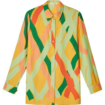 复古怀旧印花宽松舒适翻领衬衫