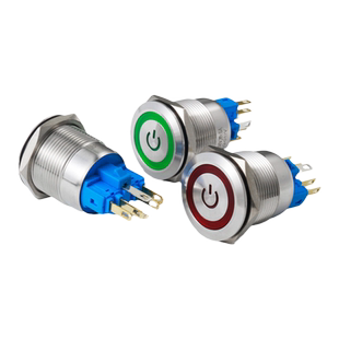 卓朗齐22Bmm自锁环形带灯复位不锈钢金属按钮启动开关防水电源
